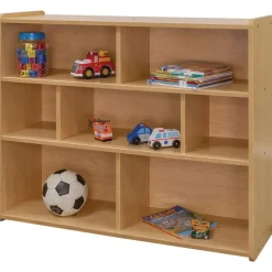 Divided 3-Shelf Storage Unit, 38"H - Maple/Maple, Assembled
