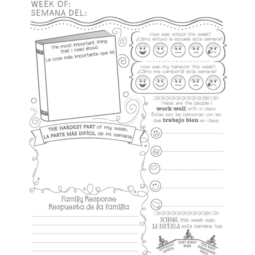 Dual Language Weekly Family Journals (Lenguaje Dual - Diarios Semanal de la Familia) - 12 Journals