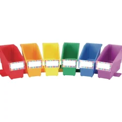 Durable Book & Binder Holders + Stabilizer Wing & Label Holder, Set of 6 - Primary