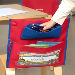 Early Childhood Deluxe Chair Pockets with Pencil Case- 6 Pack - Red/Blue