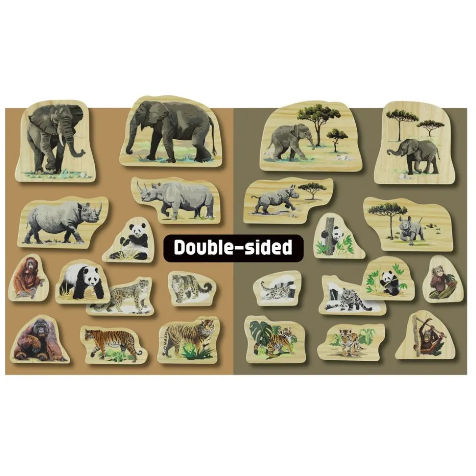 Endangered Animal Families Wood Characters - 12pcs