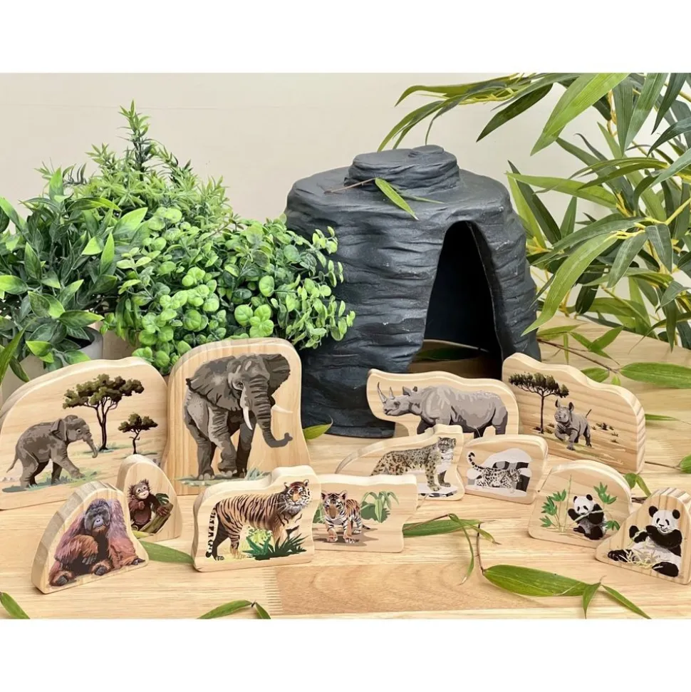 Endangered Animal Families Wood Characters - 12pcs