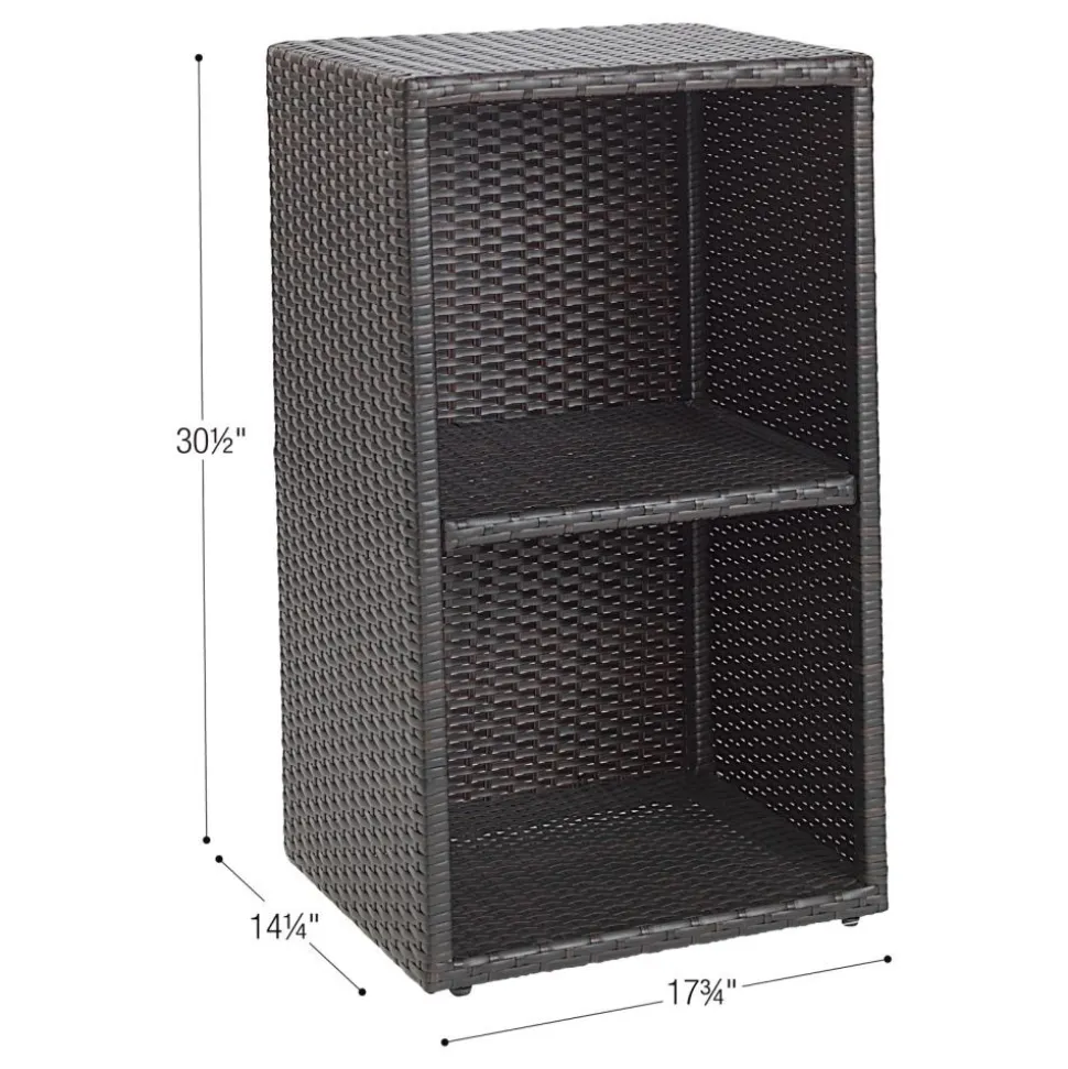 Environments® Indoor/Outdoor Wicker Side Table with Wicker Shelf