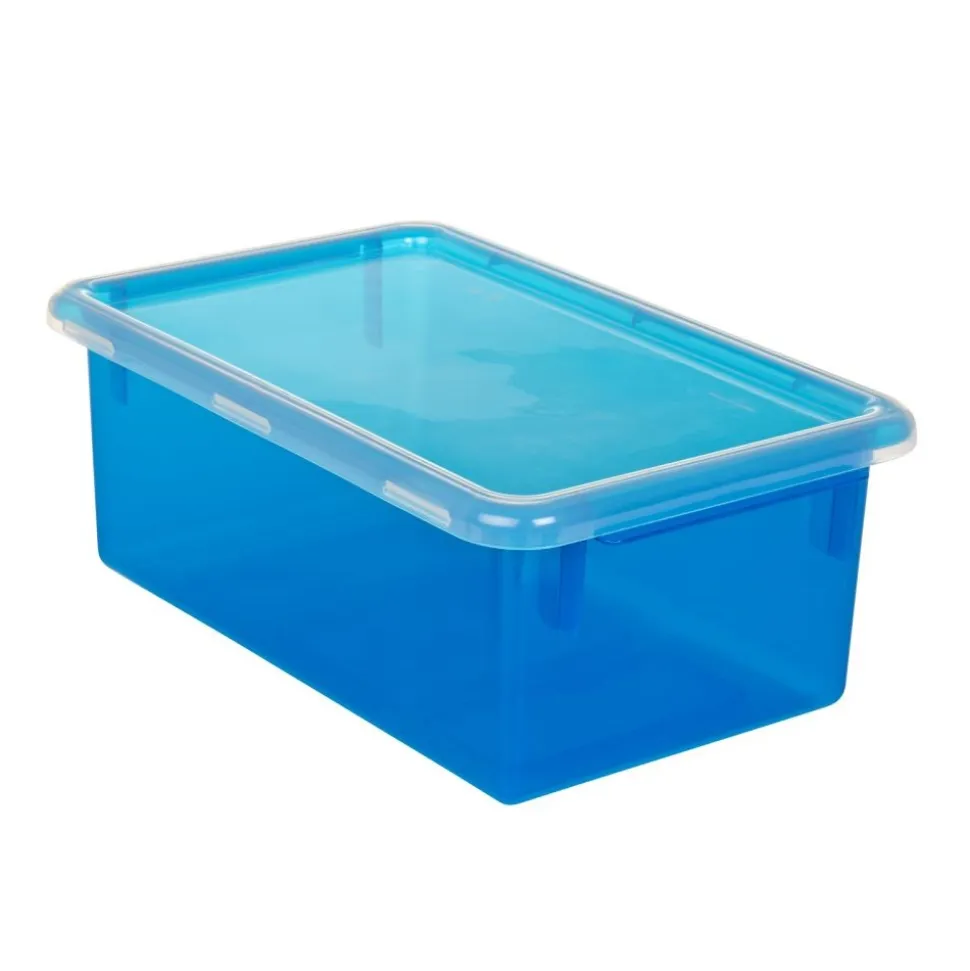 Environments® LucentLuxe™ Easy Label Bin with Lid - Set of 4 - Blue