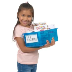 Environments® LucentLuxe™ Easy Label Bin with Lid - Set of 4 - Blue