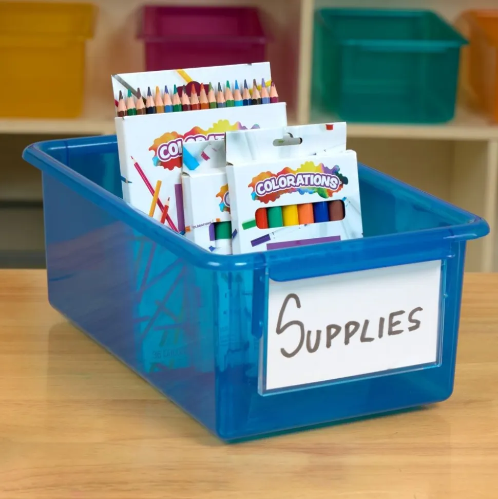 Environments® LucentLuxe™ Easy Label Bin with Lid - Set of 4 - Blue