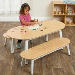 Environments® Milestones™ Bamboo Oval Table with 2 Benches