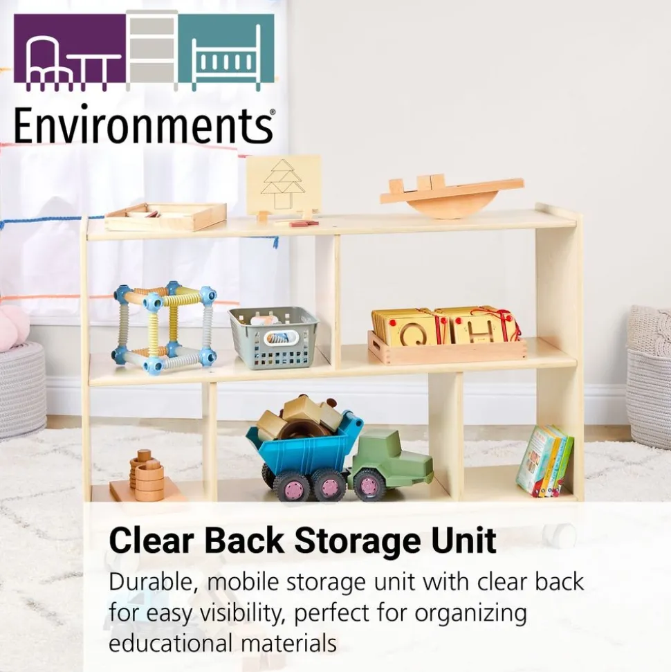 Environments® Mobile 30"H 2-Shelf Storage with Clear Back - Assembled