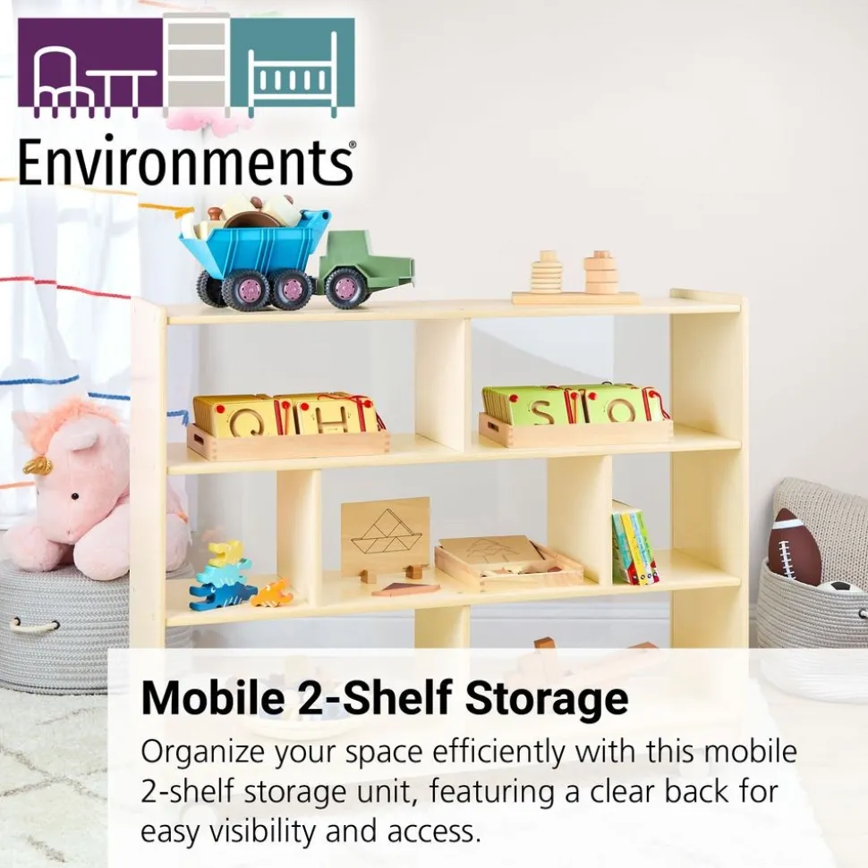 Environments® Mobile 36"H 3-Shelf Storage with Clear Back - Assembled