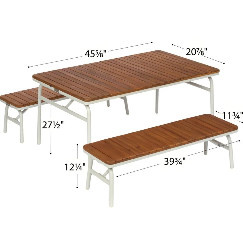 Environments® Outdoor Aluminum Picnic Table & 2 Benches
