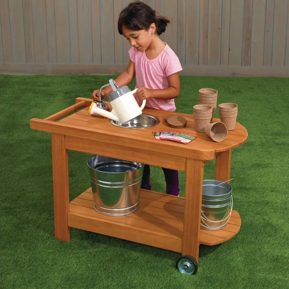 Environments® Outdoor Rolling Planting Cart with Water Pump