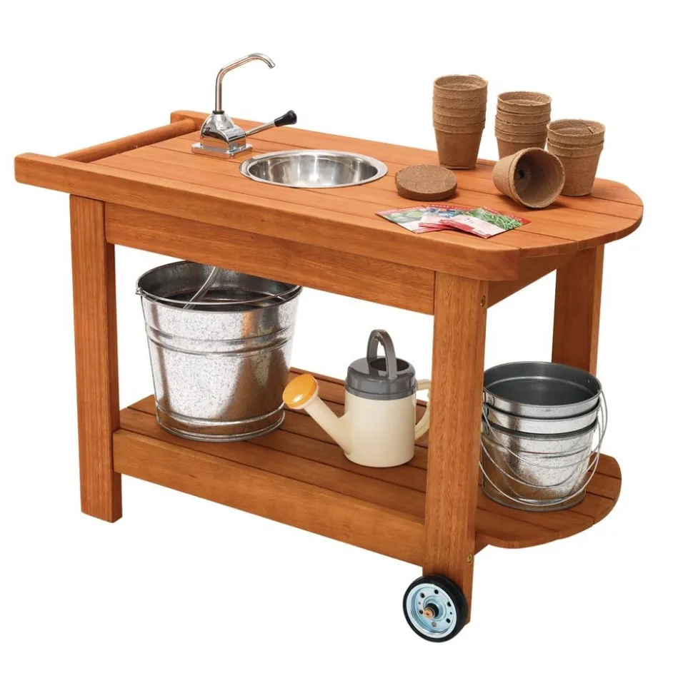 Environments® Outdoor Rolling Planting Cart with Water Pump