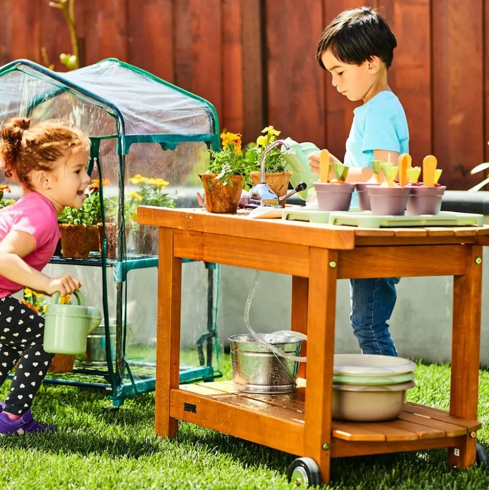 Environments® Outdoor Rolling Planting Cart with Water Pump