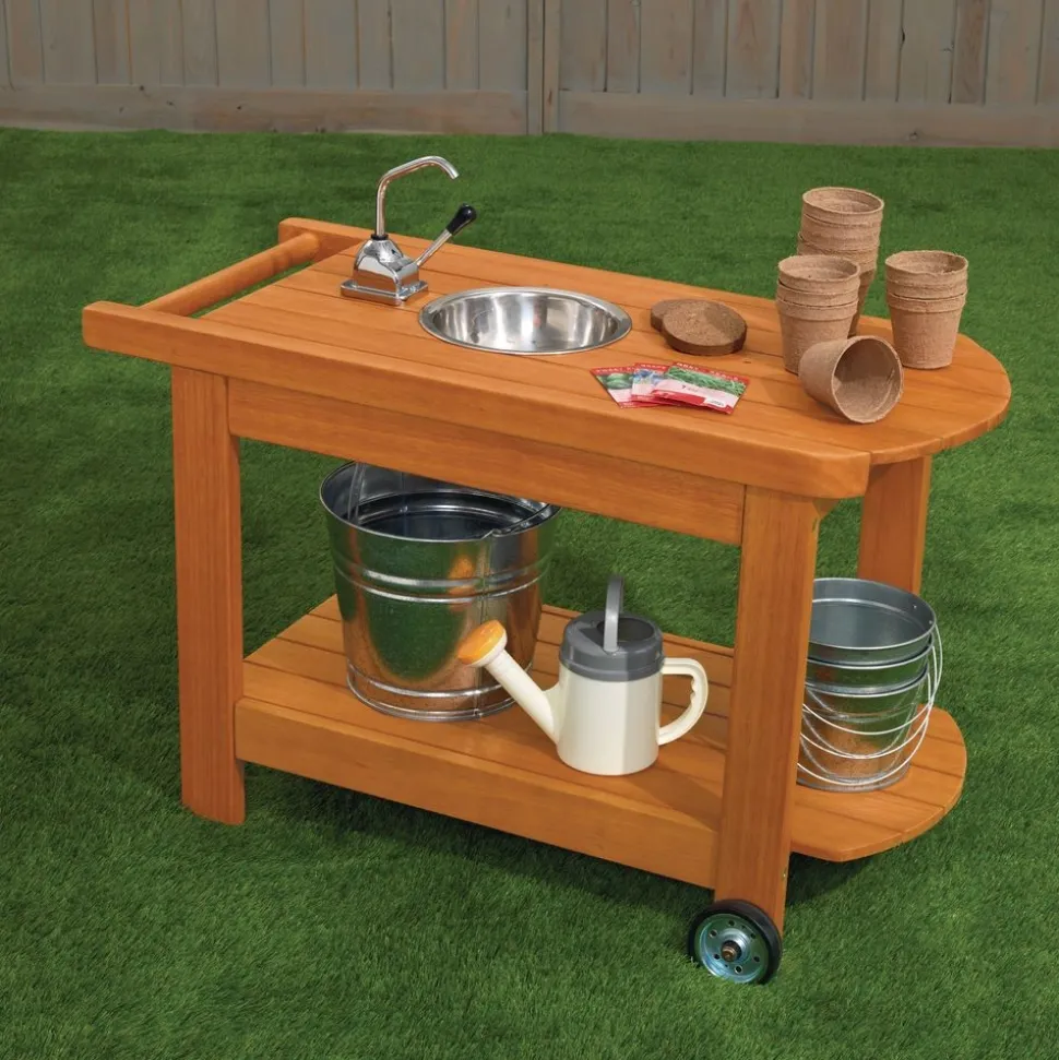 Environments® Outdoor Rolling Planting Cart with Water Pump