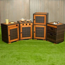 Environments® Outdoor Wicker Kitchen Kit (Set of 4)