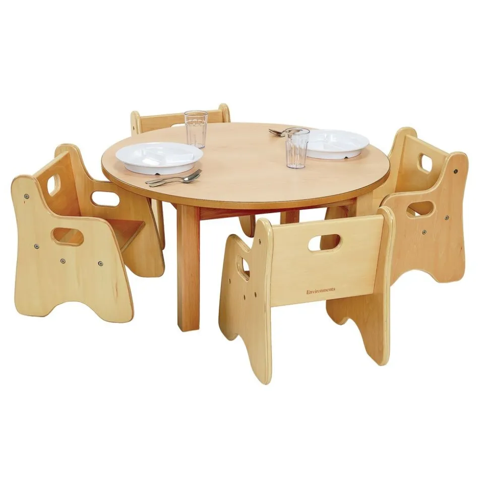 Environments® Round Table 30" Dia., 14"H with 4 Chairs, 6-1/2"H
