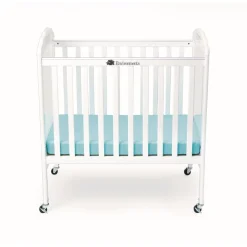 Environments® White Compact Adjustable Clear View Crib with Mattress