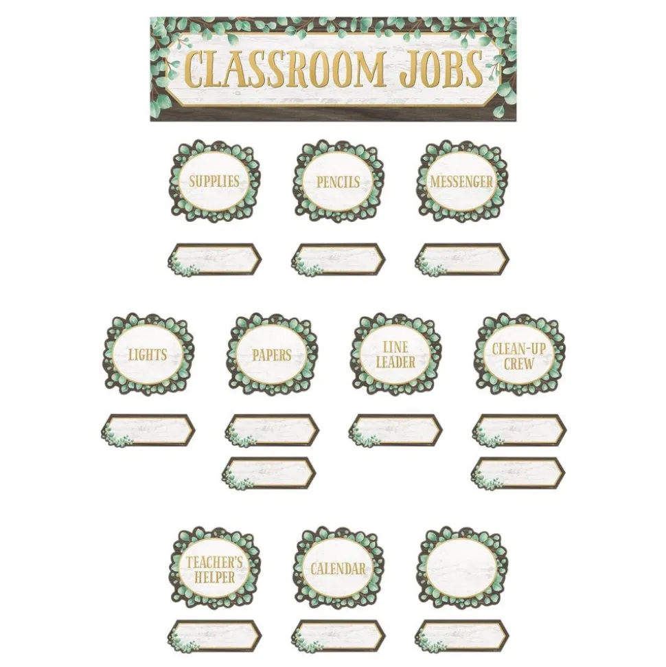 Eucalyptus Classroom Jobs Mini Bulletin Board - 49 Pieces