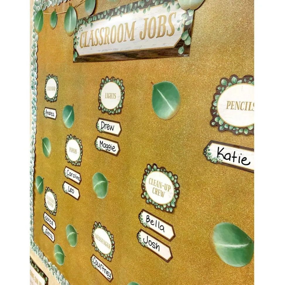 Eucalyptus Classroom Jobs Mini Bulletin Board - 49 Pieces