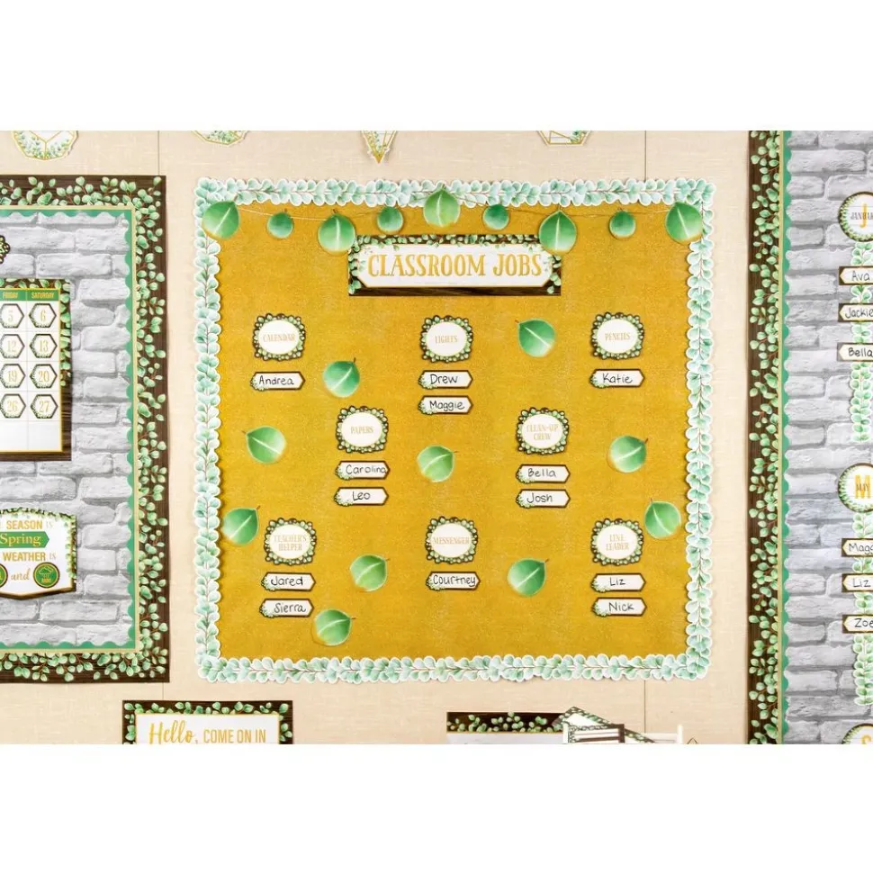 Eucalyptus Classroom Jobs Mini Bulletin Board - 49 Pieces