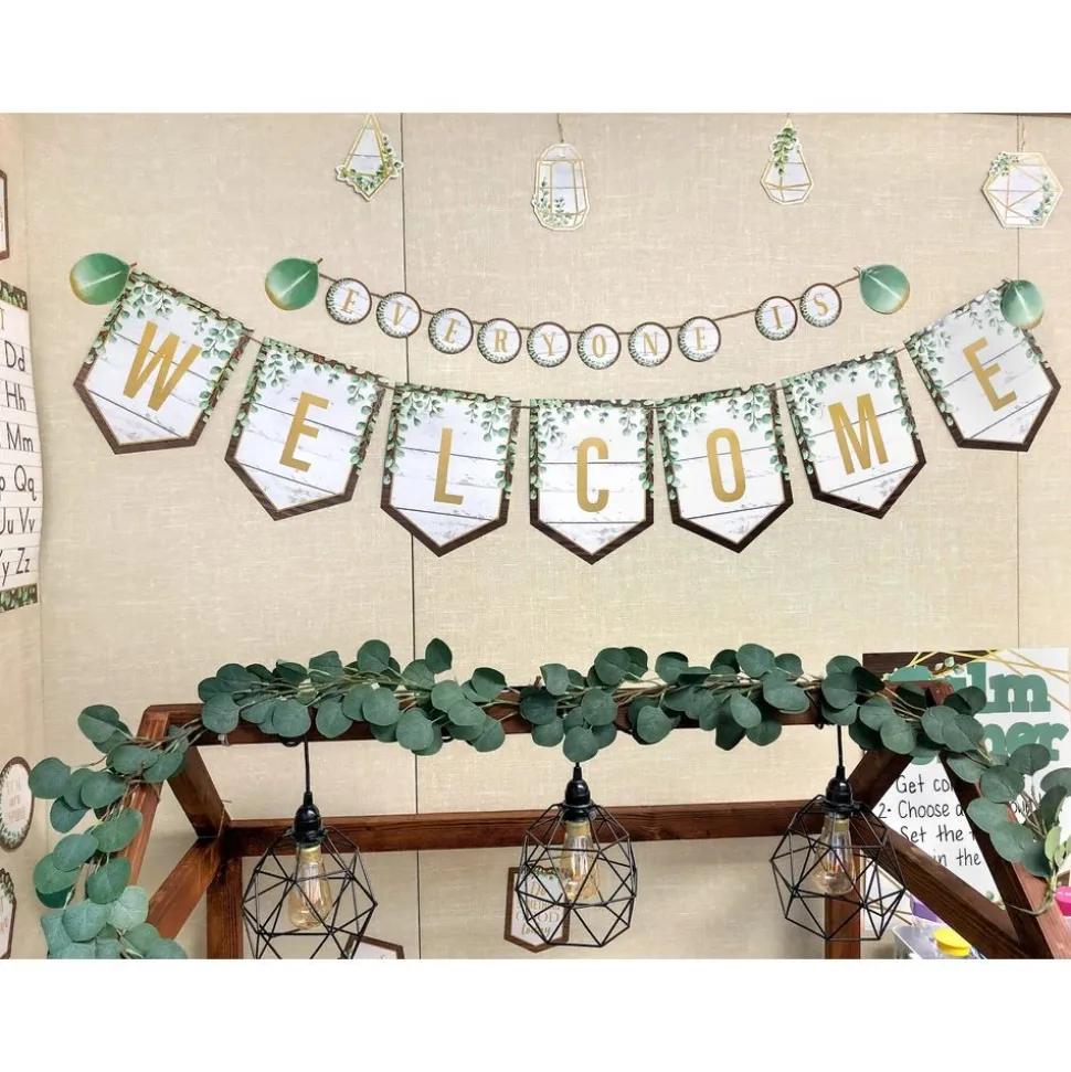 Eucalyptus Pennants Welcome Bulletin Board - 53 Pieces