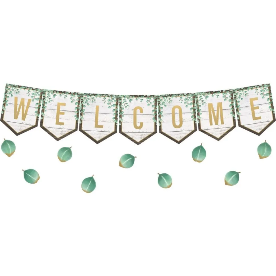 Eucalyptus Pennants Welcome Bulletin Board - 53 Pieces