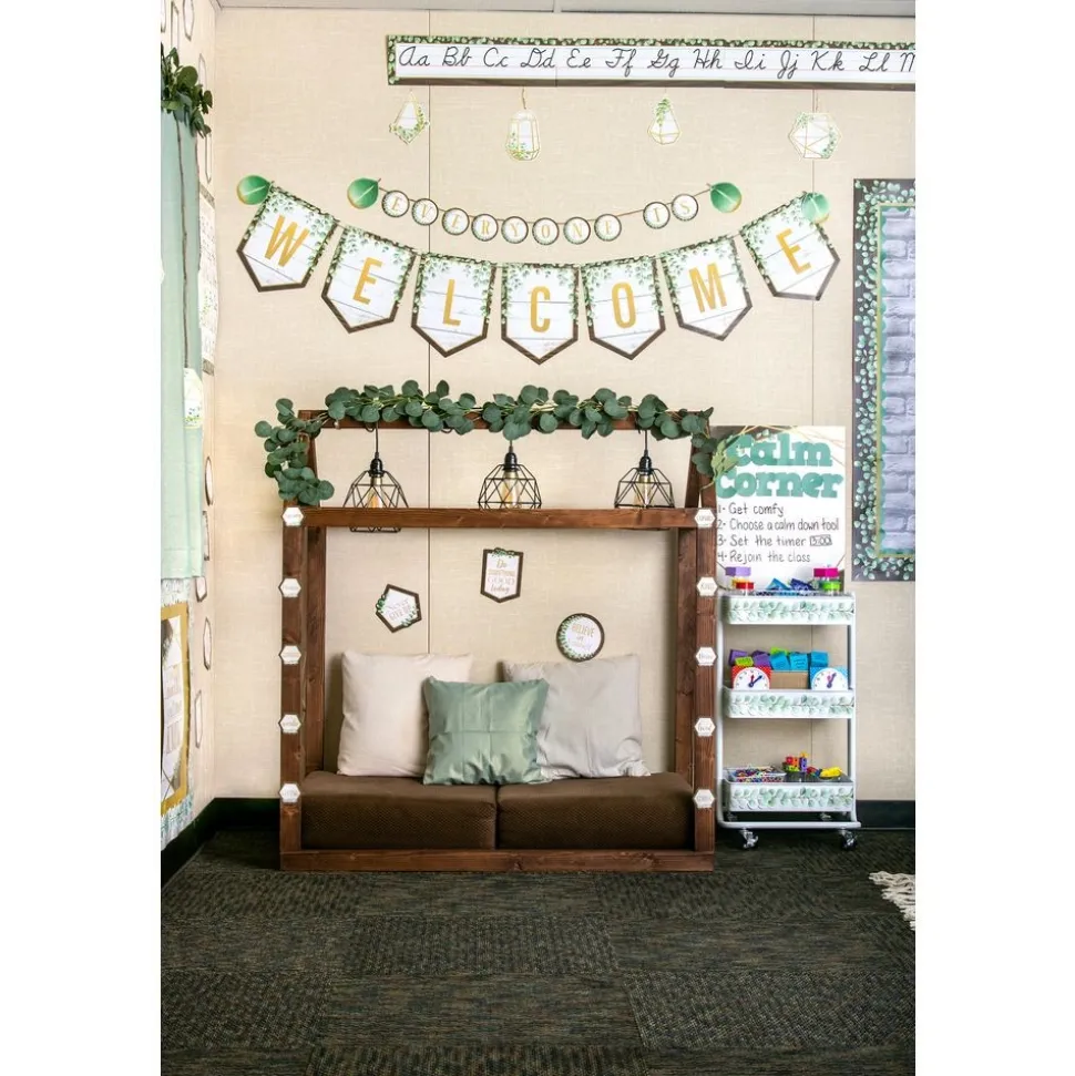 Eucalyptus Pennants Welcome Bulletin Board - 53 Pieces