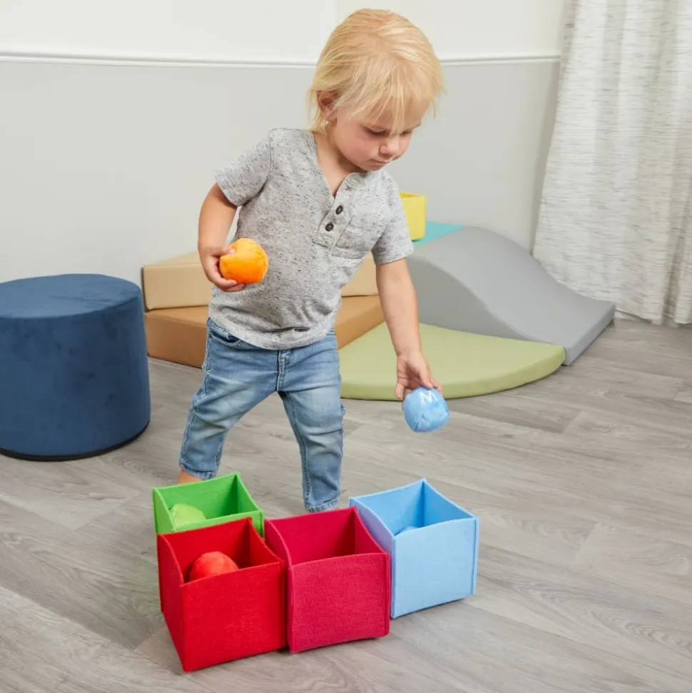 Excellerations® ABC Sorting Balls with Boxes - 26 Plush Balls and 6 Soft Boxes
