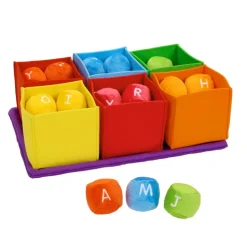 Excellerations® ABC Sorting Balls with Boxes - 26 Plush Balls and 6 Soft Boxes