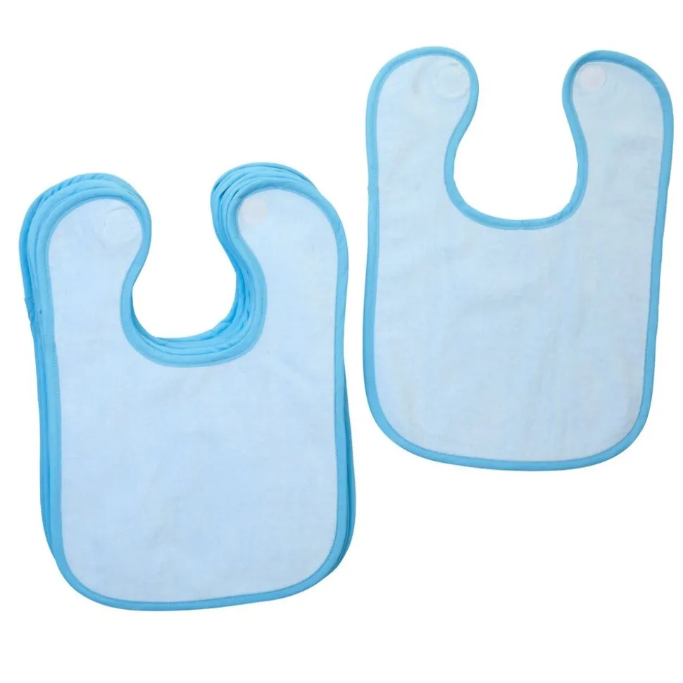 Excellerations® Blue Terry Bibs with Hook & Loop Closure - Set of 12