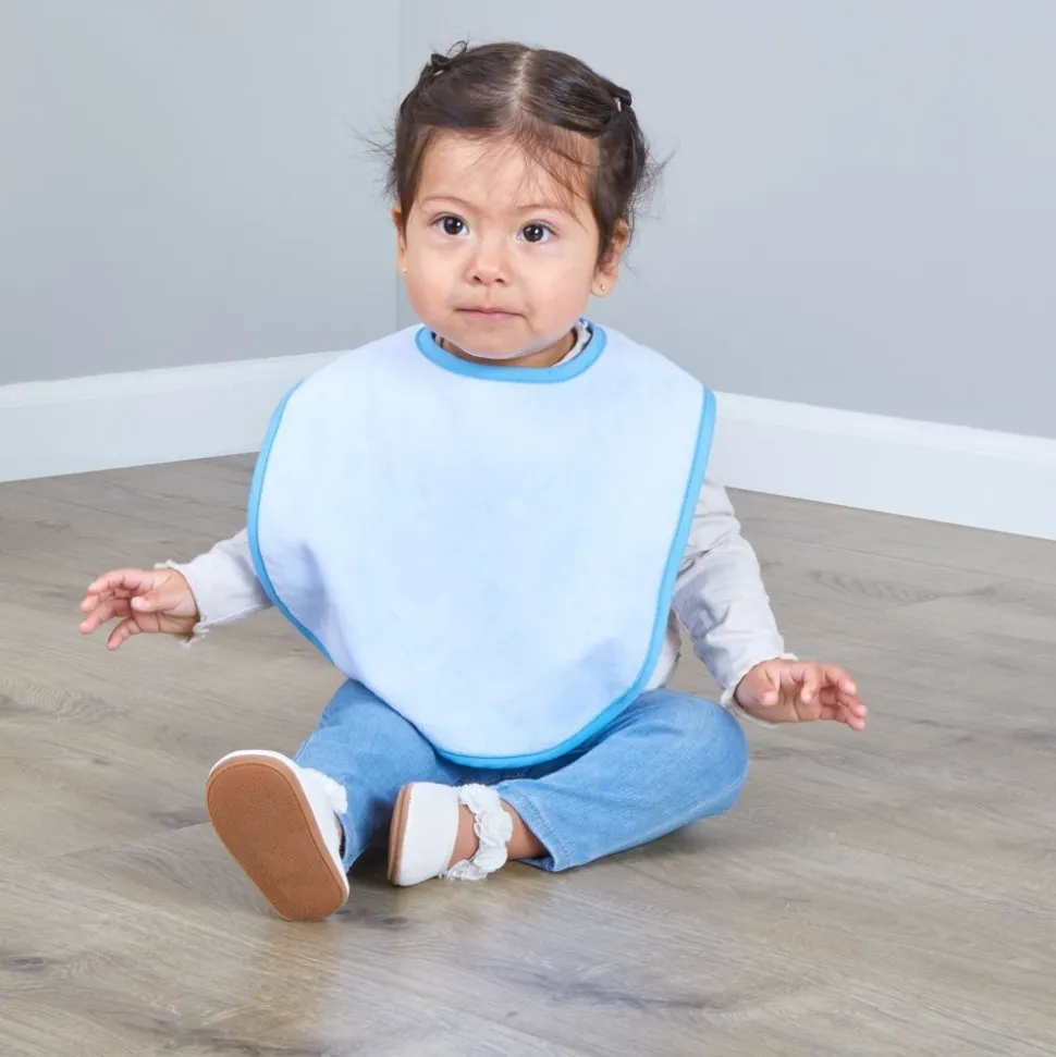 Excellerations® Blue Terry Bibs with Hook & Loop Closure - Set of 12