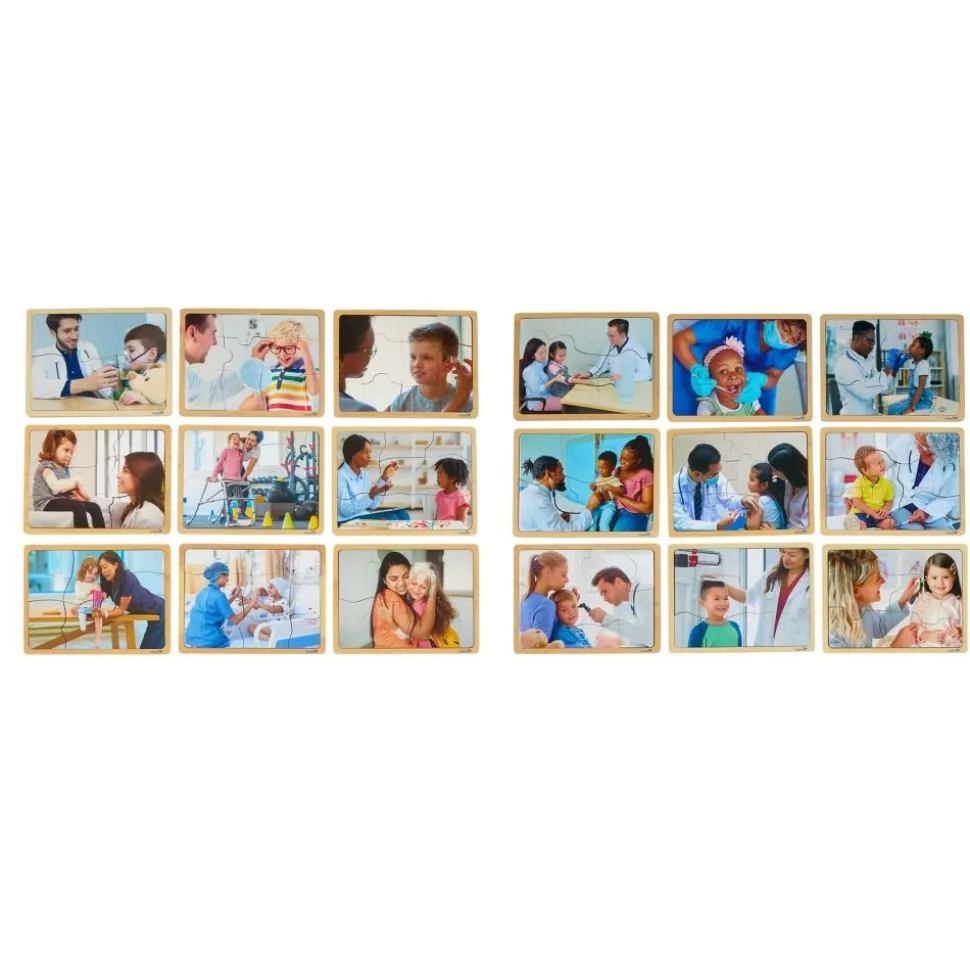 Excellerations® Disabilities & Doctor Puzzles - Set of 18 Wooden Puzzles