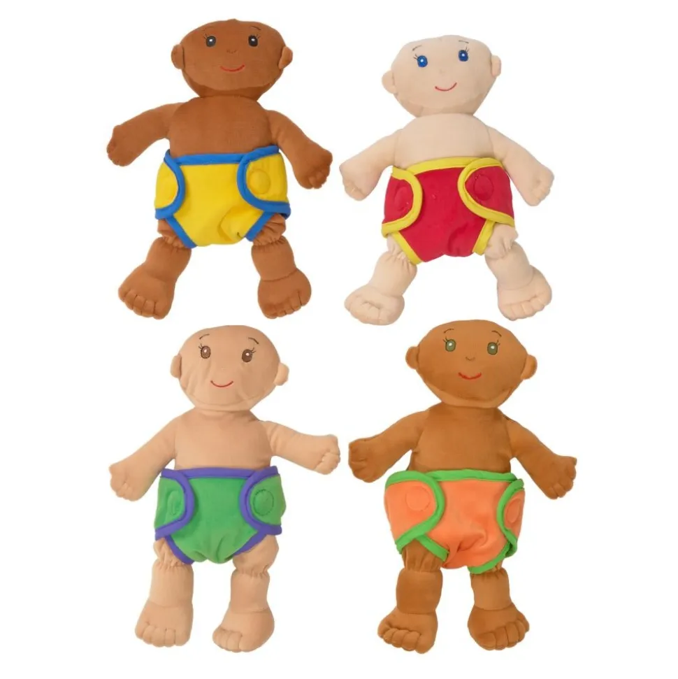 Excellerations® 14" Dolls with Swaddle Blanket & Removeable Diapers Set of 4