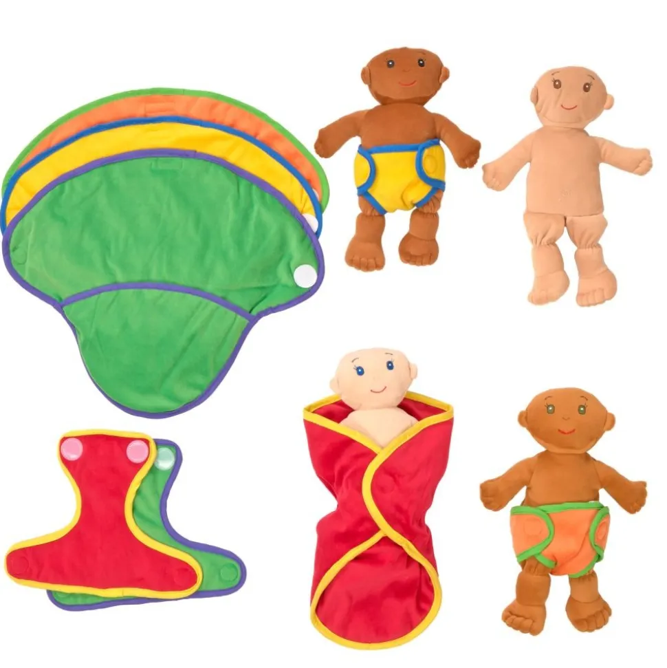 Excellerations® 14" Dolls with Swaddle Blanket & Removeable Diapers Set of 4