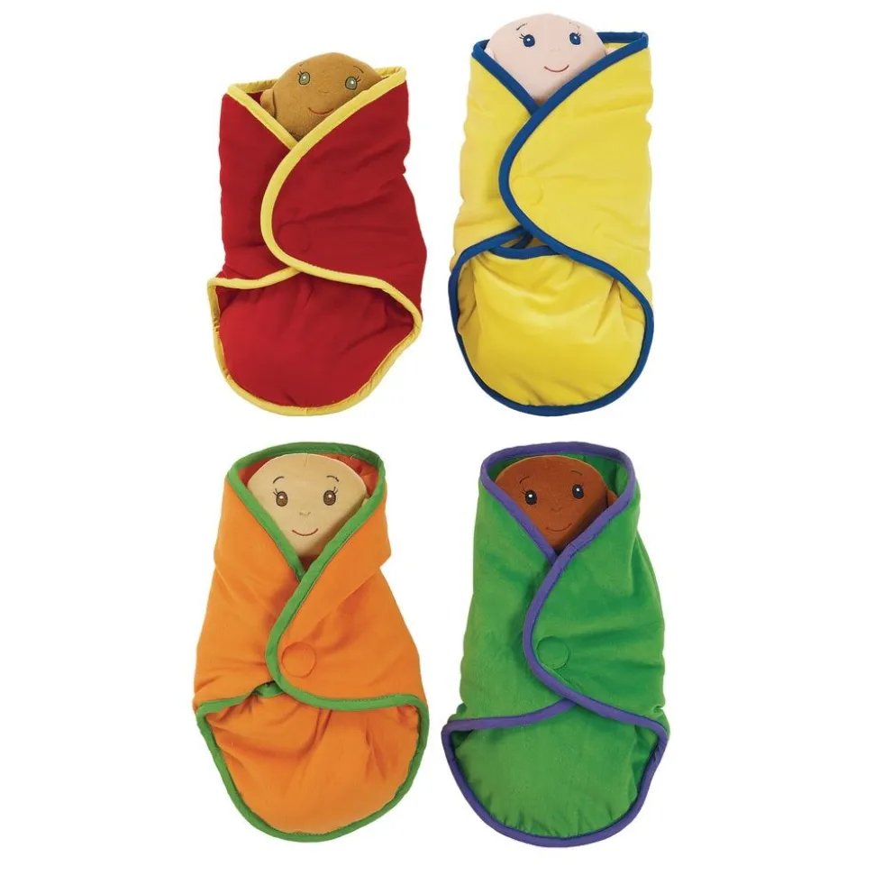 Excellerations® 14" Dolls with Swaddle Blanket & Removeable Diapers Set of 4