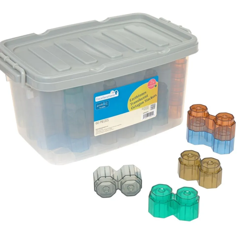 Excellerations® Earthtones Translucent Octagon Stackers - 60 Pieces