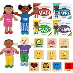 Excellerations® Emotions Books, Dolls and Blocks Kit 1 - 4 books 4 dolls 16 blocks