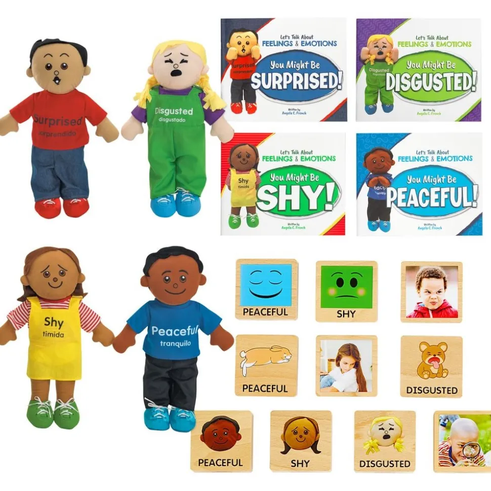 Excellerations® Emotions Books, Dolls and Blocks Kit 2 - 4 books 4 dolls 16 blocks
