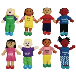 Excellerations® Emotions Spanish Books, Dolls, and Blocks Mega Kit - 8 books 8 dolls 32 blocks