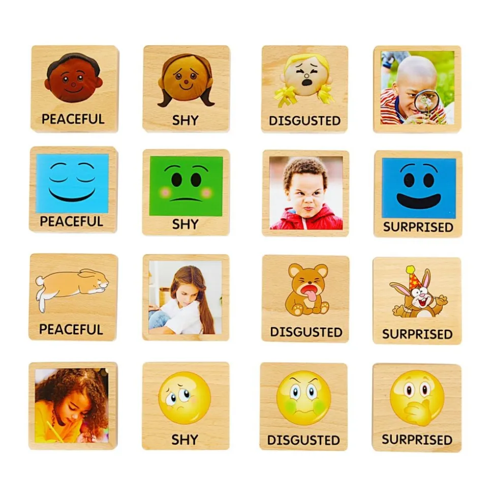 Excellerations® Emotions Spanish Books, Dolls and Blocks Kit 2 - 4 books 4 dolls 16 blocks