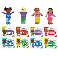 Excellerations® English & Spanish Emotions Books & Dolls Kit 1 - 8 books 4 dolls