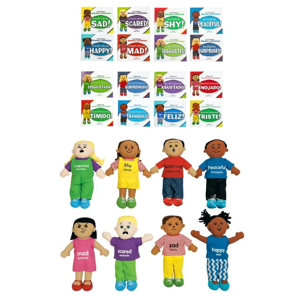 Excellerations® English & Spanish Emotions Books + Dolls Full Set - 16 books 8 dolls