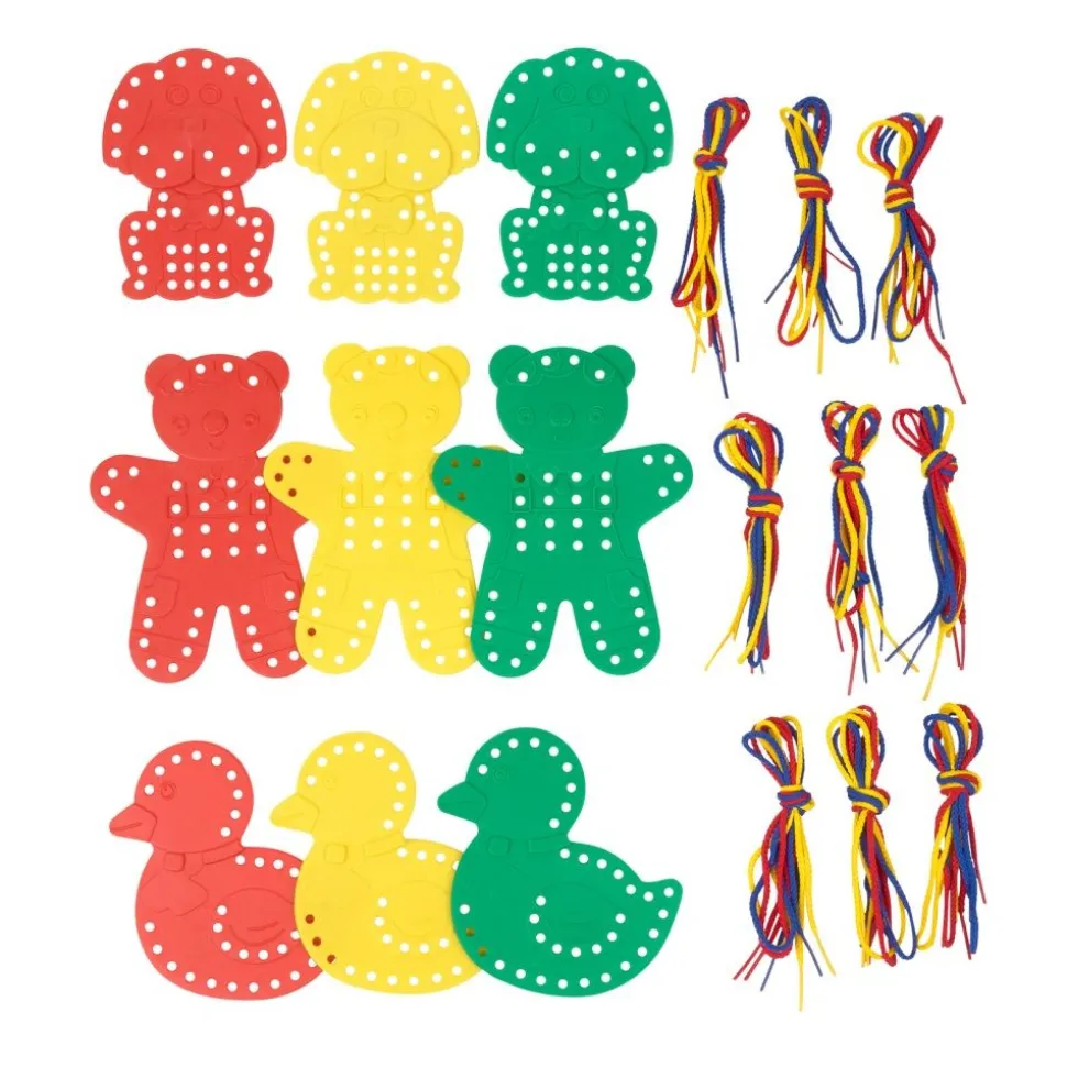 Excellerations® Extra-Large Animal Lacing Shapes - 9 Cards, 27 Laces