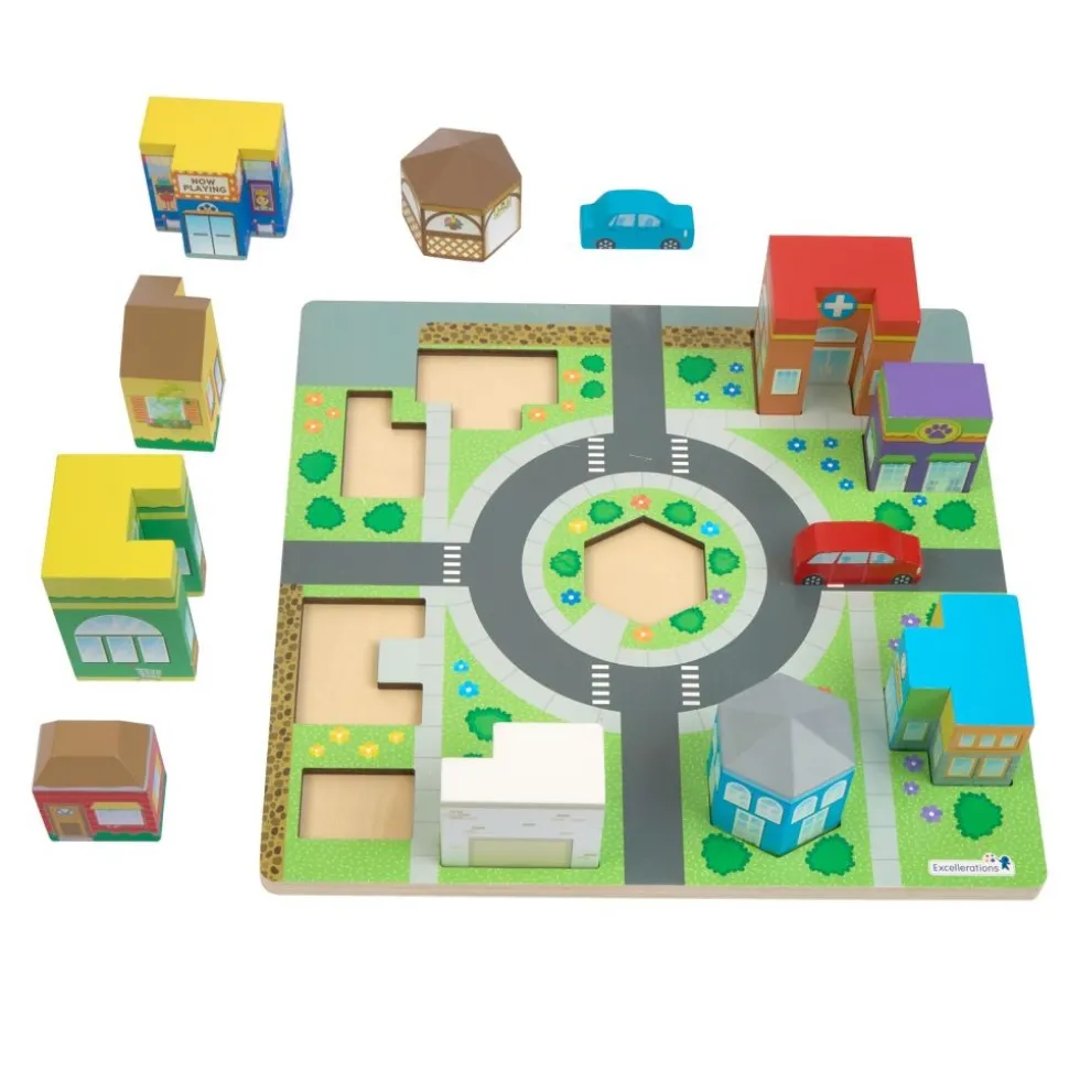 Excellerations® JourneyJunction™ Build & Block Logic Puzzle Town