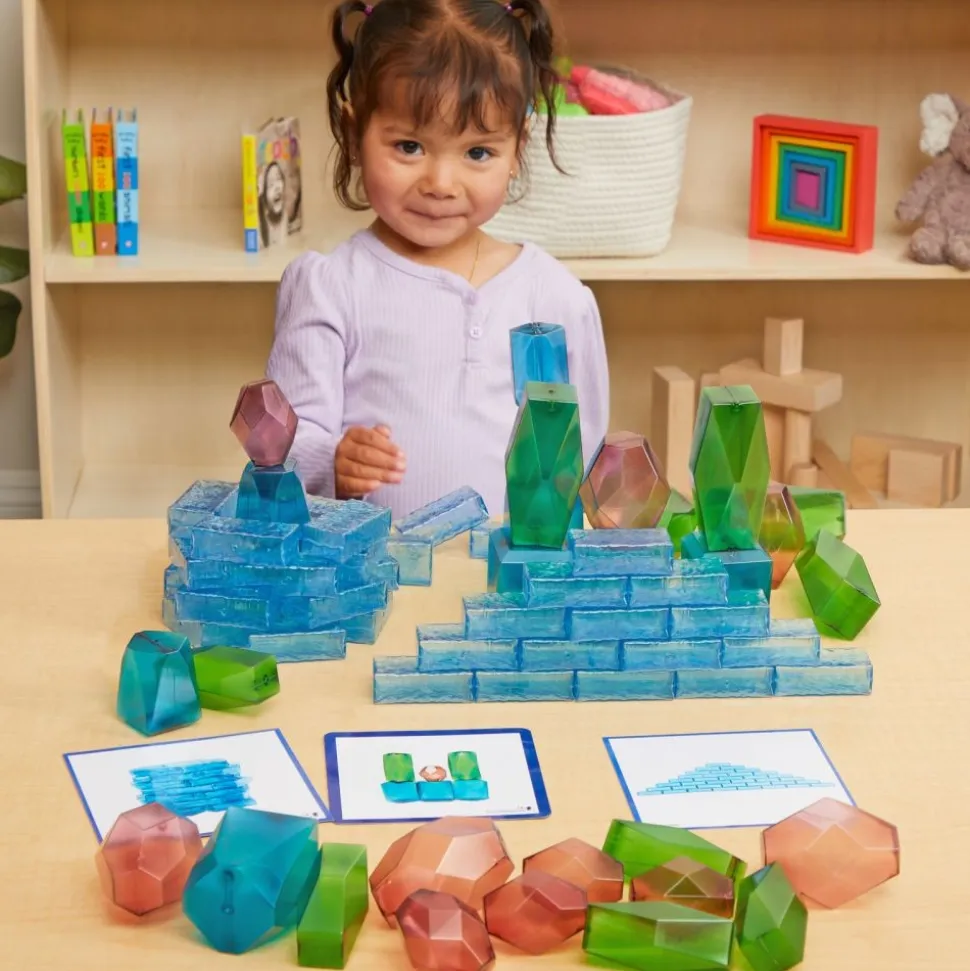 Excellerations® Mini Ice Blocks & Stacking Gems - Set of 66, 10 cards