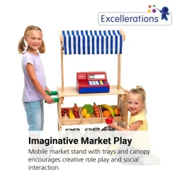 Excellerations Mobile Market Stand with Trays and Canopy