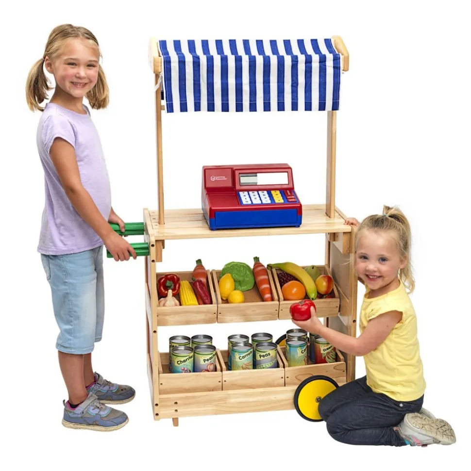 Excellerations Mobile Market Stand with Trays and Canopy
