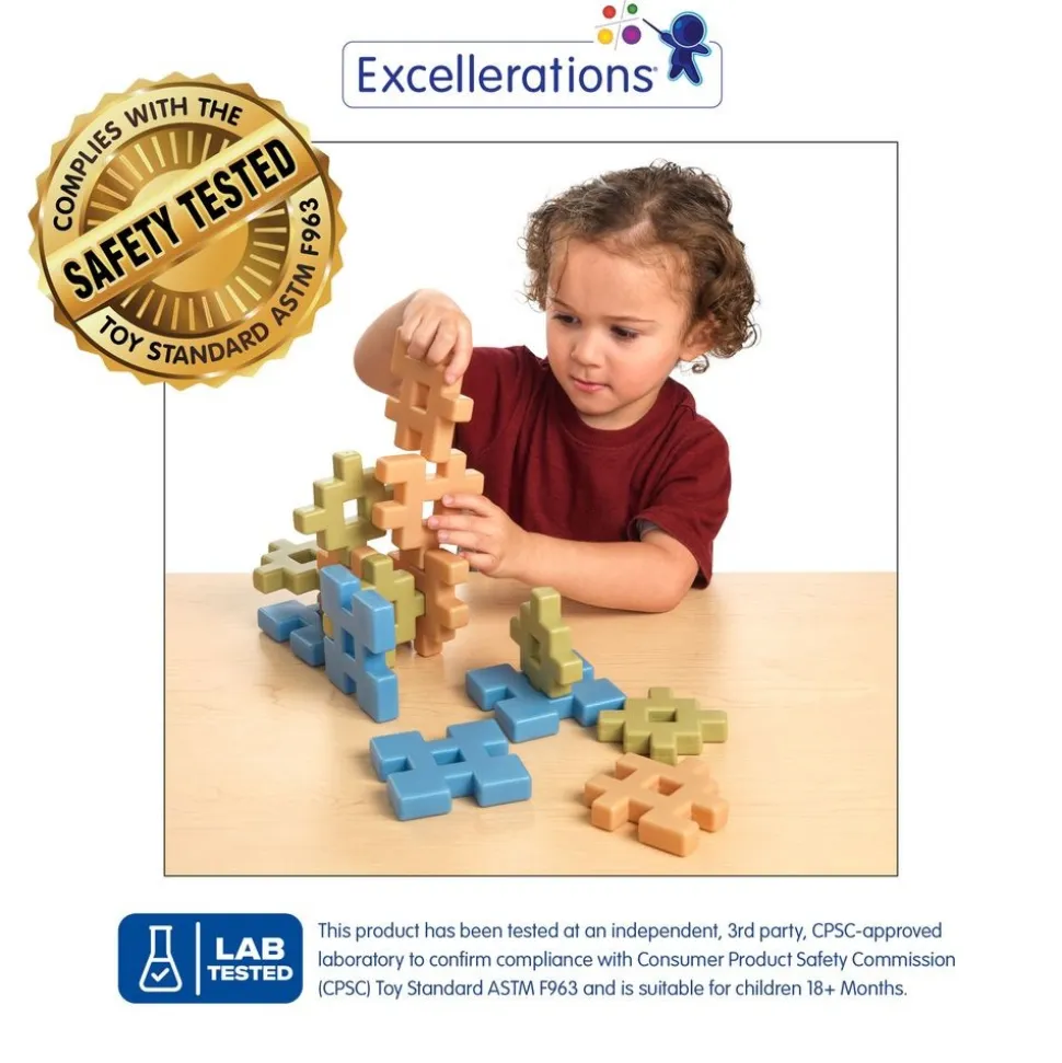 Excellerations® Natural Tones Waffle Blocks - 18 Pieces