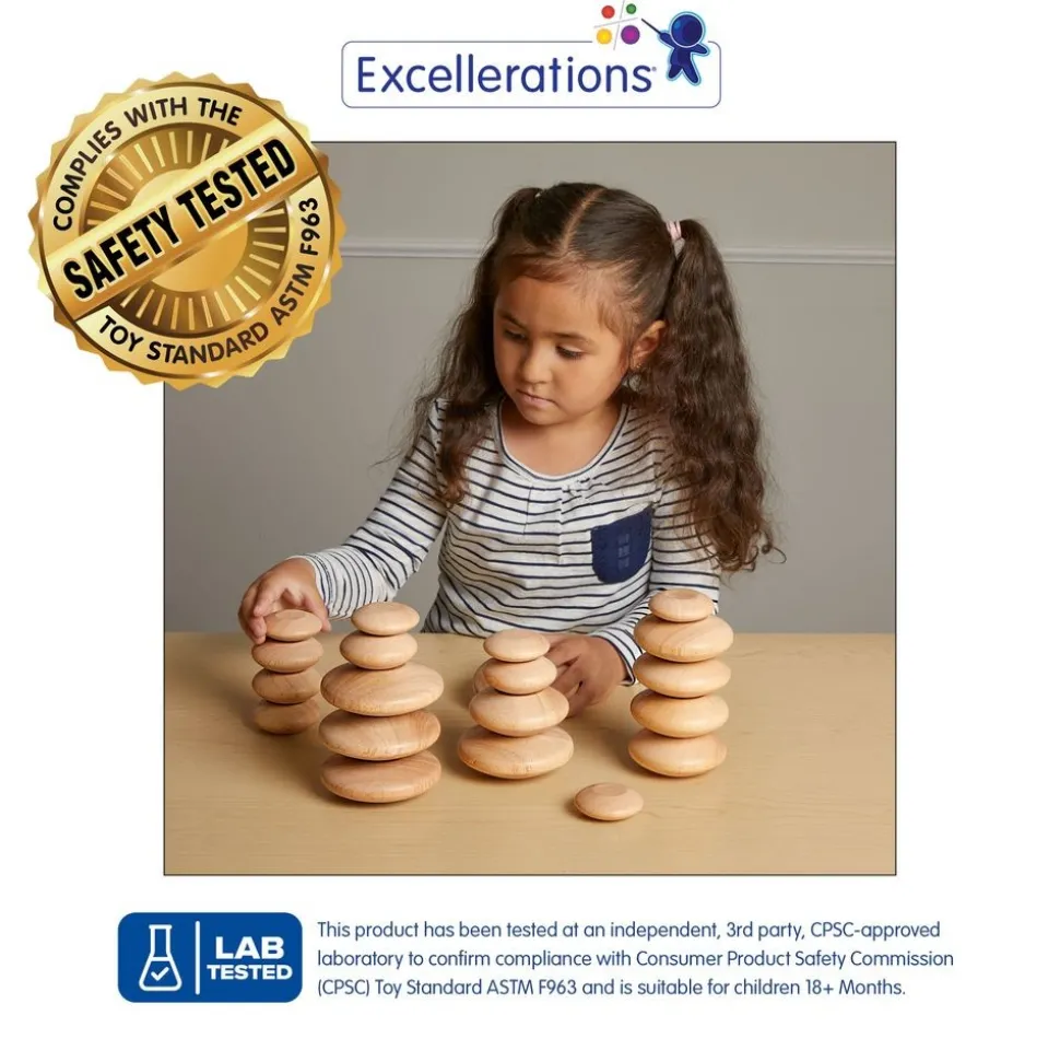 Excellerations® Natural Wood Stacking Stones Set of 20