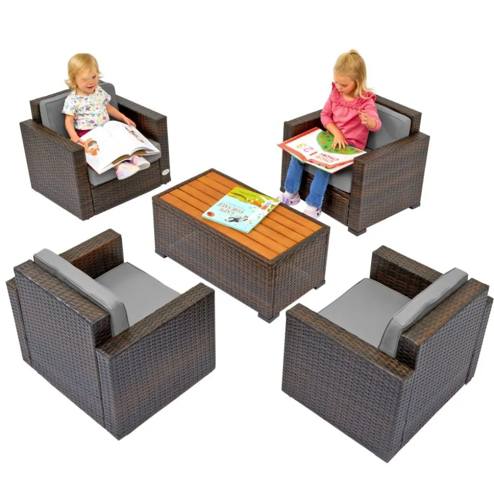 Excellerations® Outdoor Wicker Furniture 5-Piece Set (Preschool Height)
